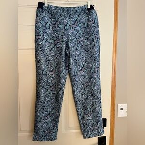New Women’s Tommy Bahama Everyday Active blue floral leaf pants. Size medium